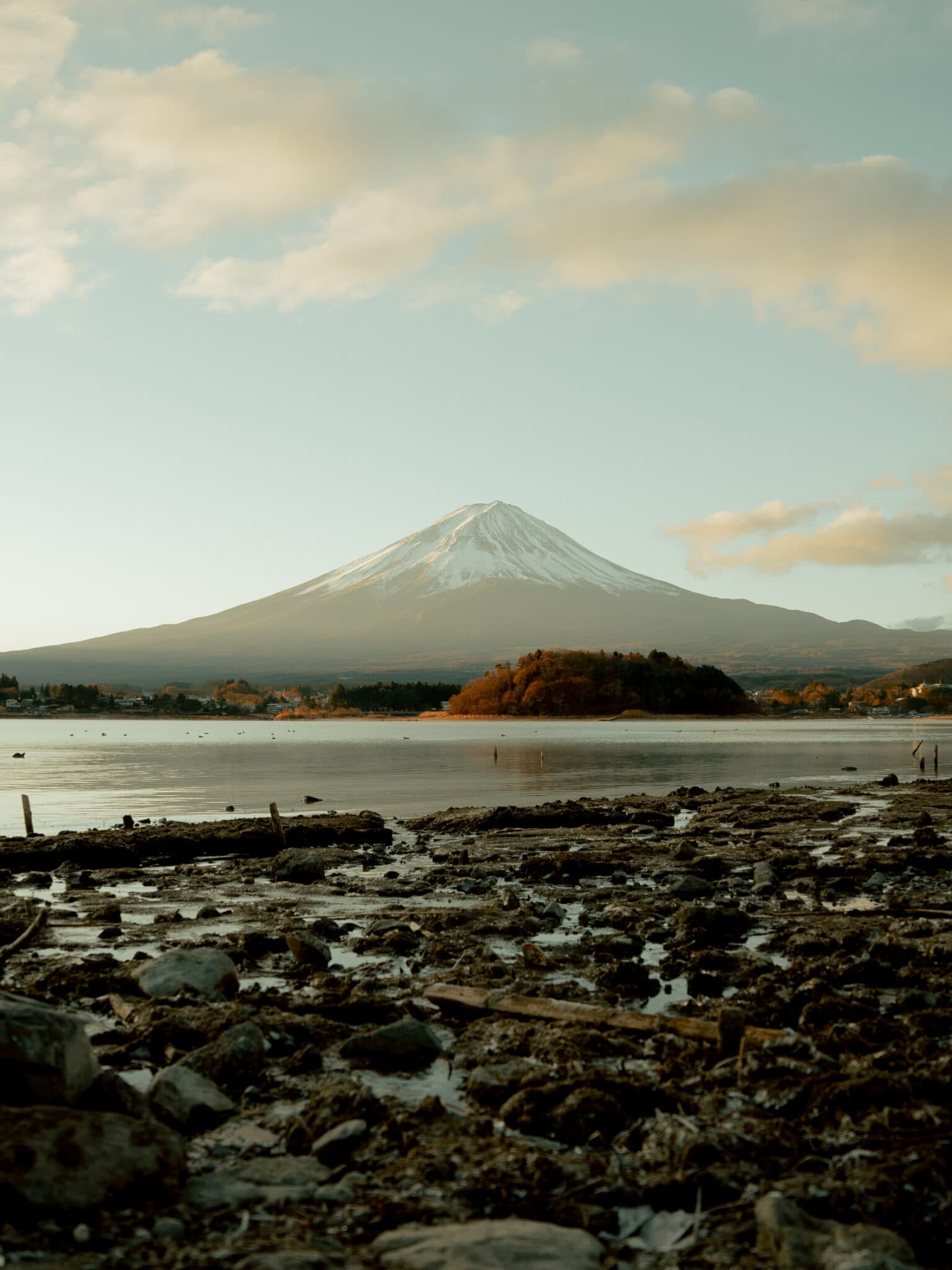 朝焼けの富士山
